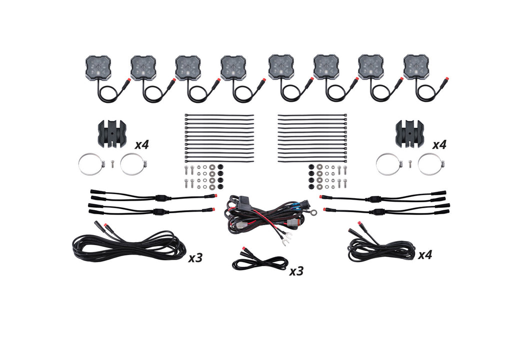 Stage Series SXS Rock Light Installer Kit (8-pack) - RGBW M8 - DD7753 - Diode Dynamics