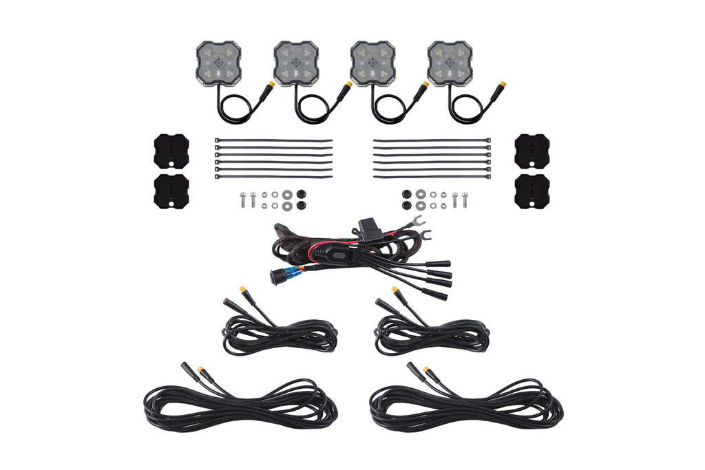 Stage Series LED Rock Light Kit (4-pack) - Red/White M8 Magnetic Mount - DD8745 - Diode Dynamics