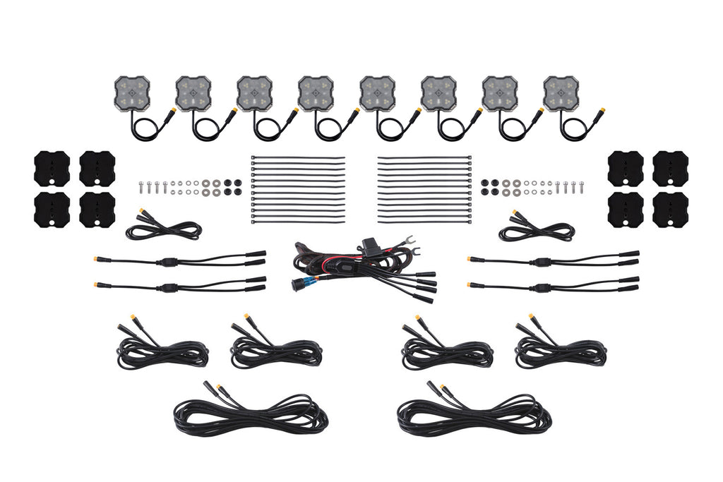 Stage Series LED Rock Light Kit (8-pack) - Red/White M8 Magnetic Mount - DD8747 - Diode Dynamics