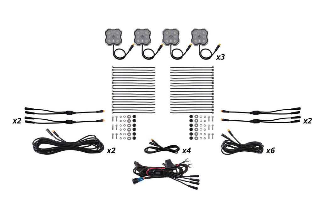 Stage Series LED Rock Light Kit (12-pack) - Red/White M8 - DD8748 - Diode Dynamics