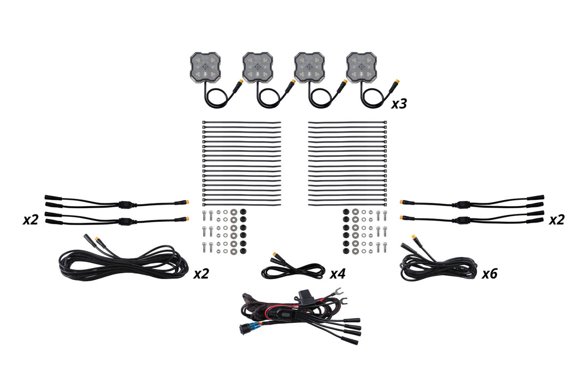 Stage Series LED Rock Light Kit (12-pack) - Red/White M8 - DD8748 - Diode Dynamics