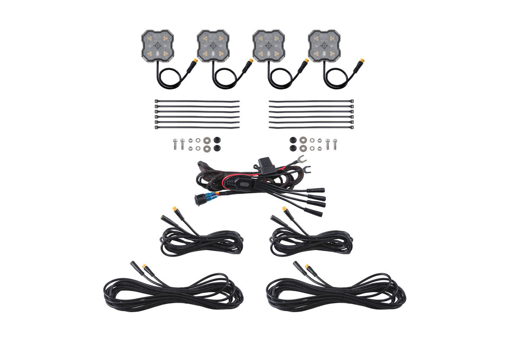 Stage Series LED Rock Light Kit (4-pack) - Amber/White M8 - DD8754 - Diode Dynamics