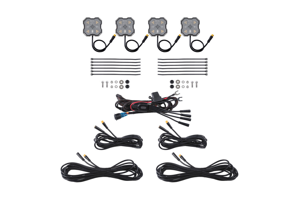 Stage Series LED Rock Light Kit (4-pack) - Amber/White M8 - DD8754 - Diode Dynamics