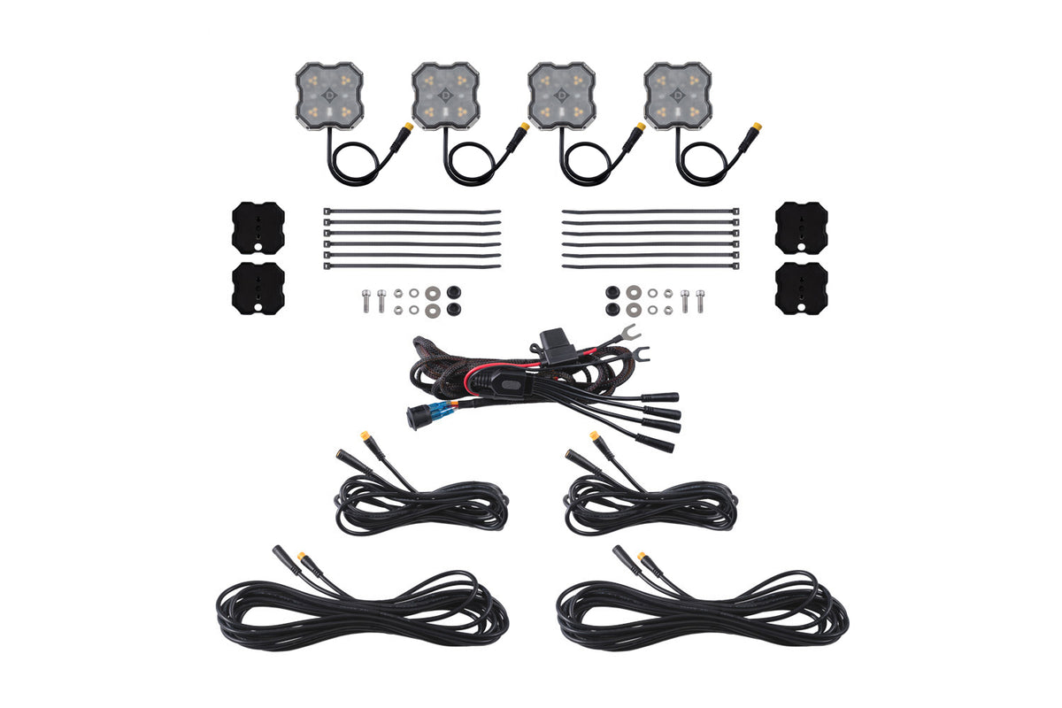 Stage Series LED Rock Light Kit (4-pack) - Amber/White M8 Magnetic Mount - DD8755 - Diode Dynamics