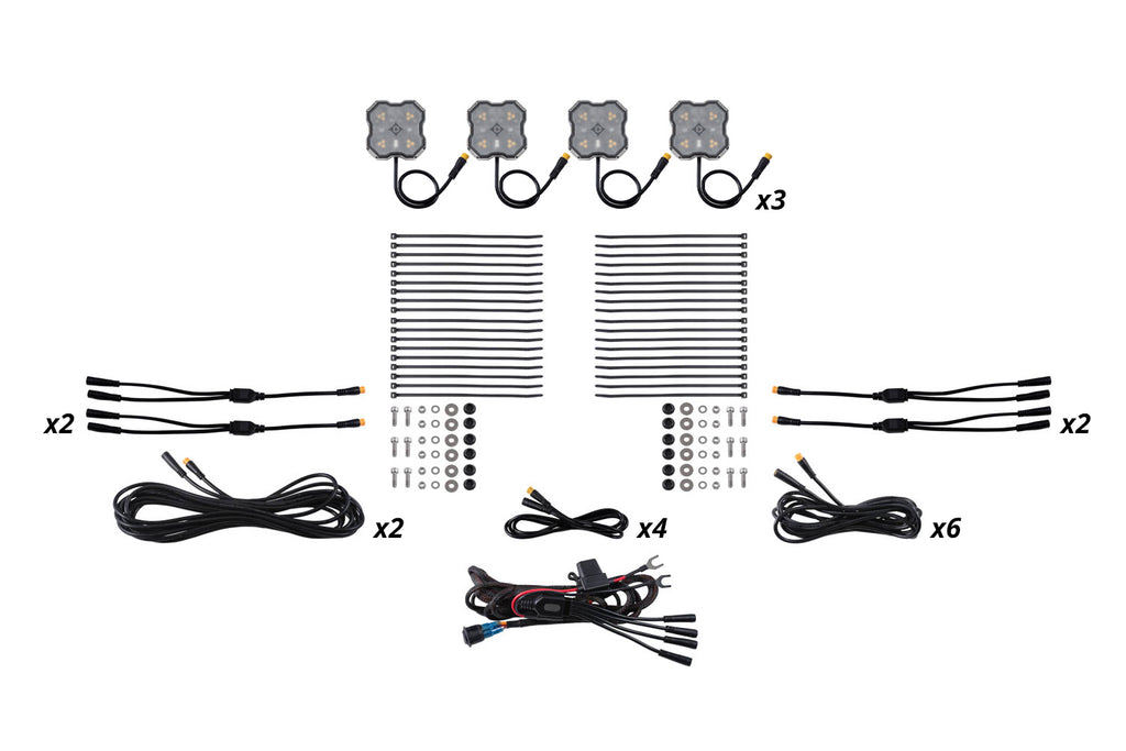 Stage Series LED Rock Light Kit (12-pack) - Amber/White M8 - DD8758 - Diode Dynamics