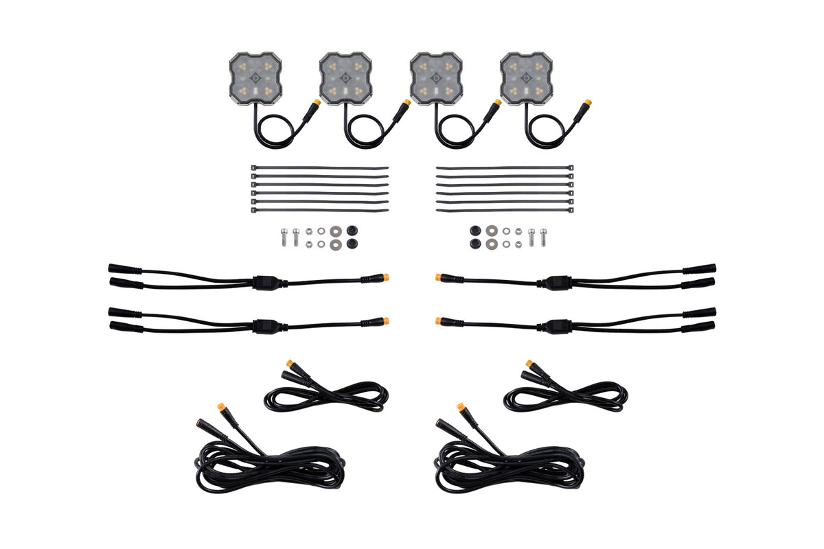 Stage Series LED Rock Light Kit (4-pack) - Amber/White M8 Add-On 4-Pack - DD8761 - Diode Dynamics